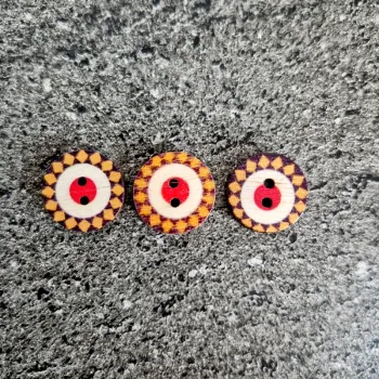 Lot de 3 boutons en bois vintage