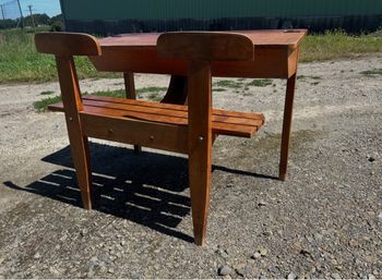 Double Pupitre bureau en bois vintage