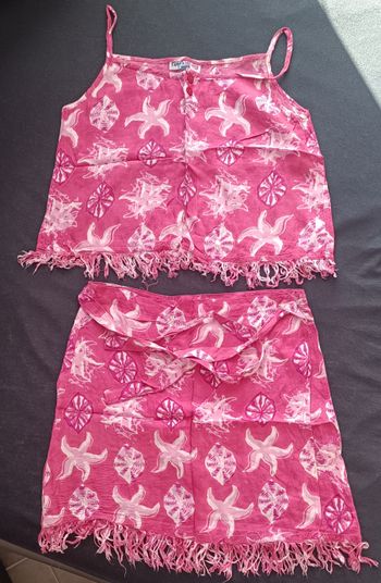 Ensemble été débardeur + jupe violette taille 10 ans neuf