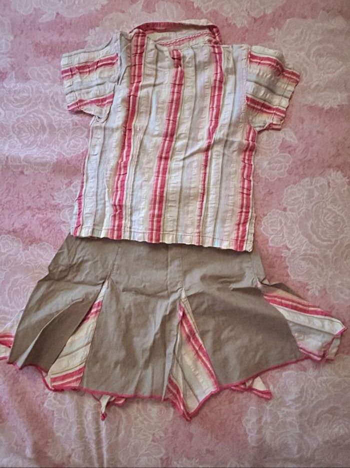 Ensemble printemps/été chemise et jupe petite fille - photo numéro 2