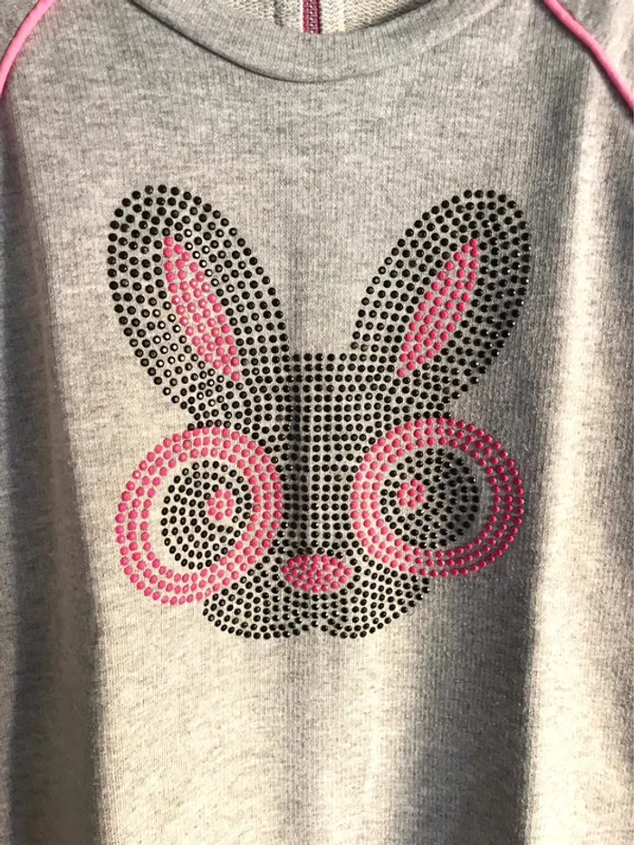 Pull gris 10 ans à tête de lapin - photo numéro 3
