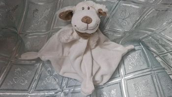 Doudou plat chien blanc baby  tex