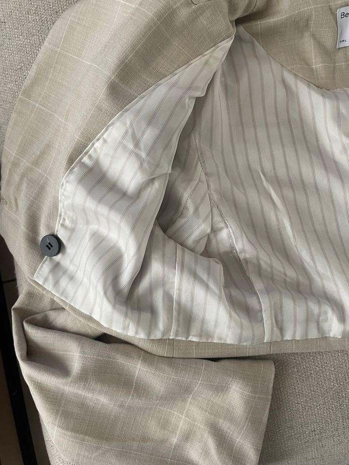 Blazer court à carreaux beige - photo numéro 4