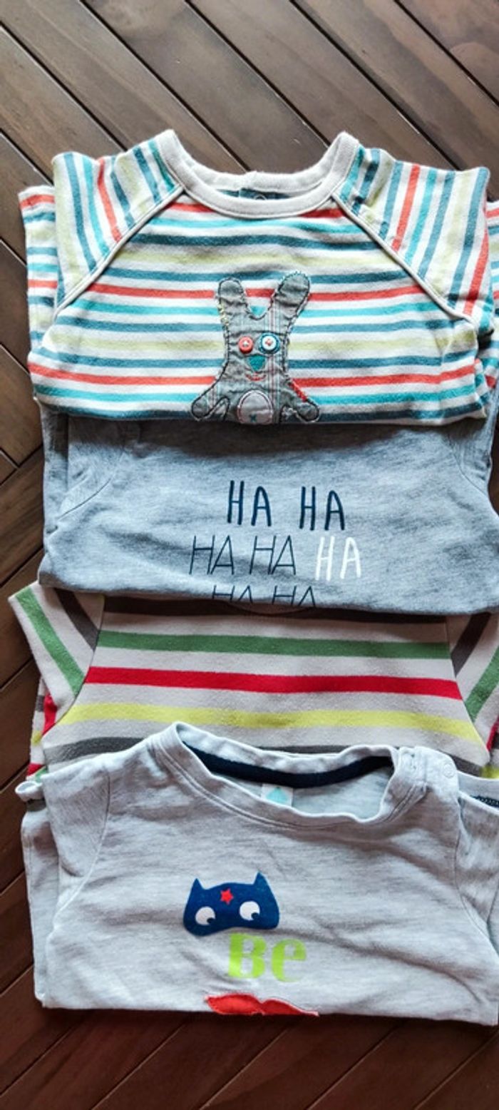 Lot t-shirts manches longues 12m