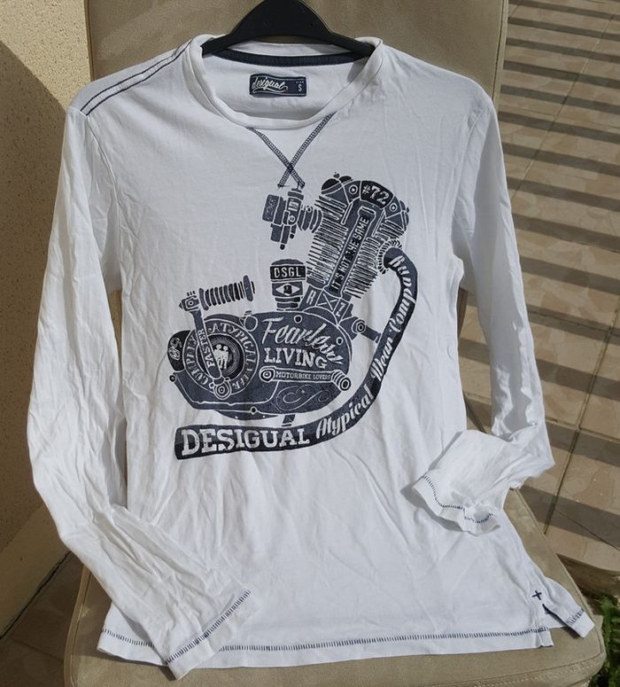 Tee-shirt blanc manches longues Desigual Taille 16 ans