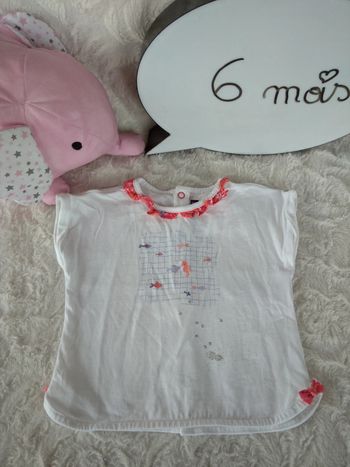Tee shirt chemise manches courtes Fille 6 mois Poissons Sergent Major Naivonne 100% coton