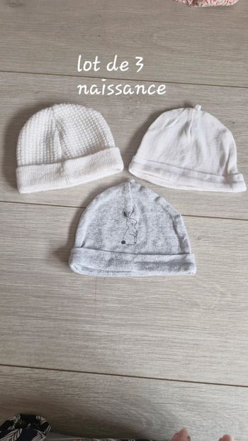 Lot de 3 bonnets naissance