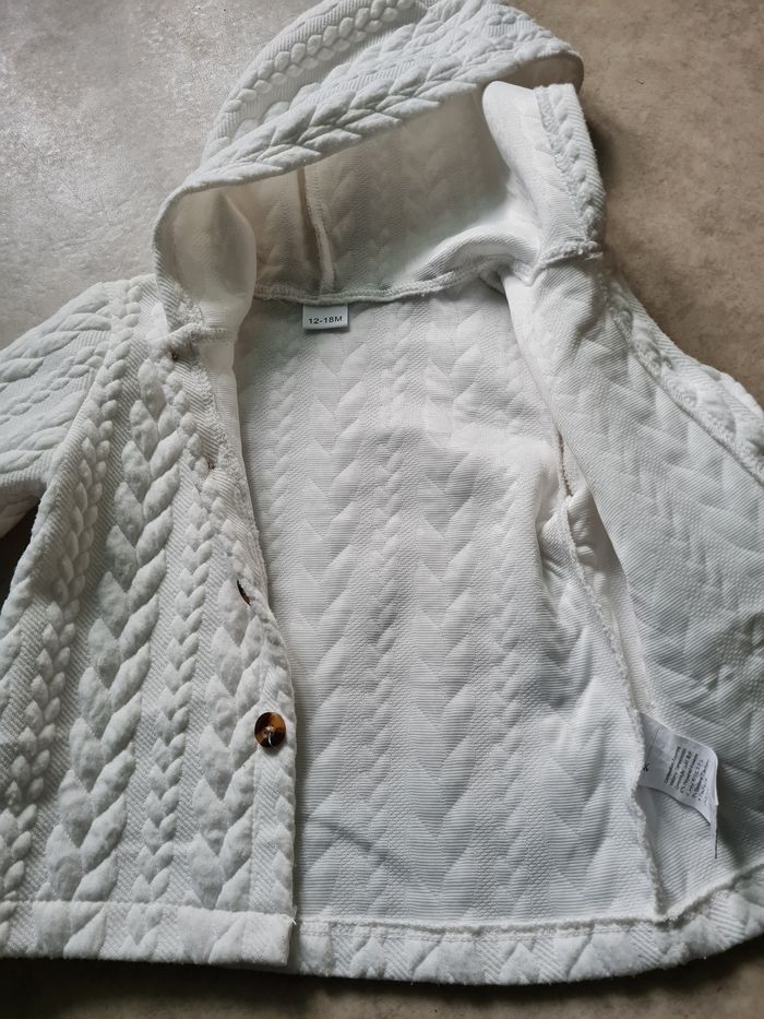 gilet capuche blanc fille 12/18 mois - photo numéro 5