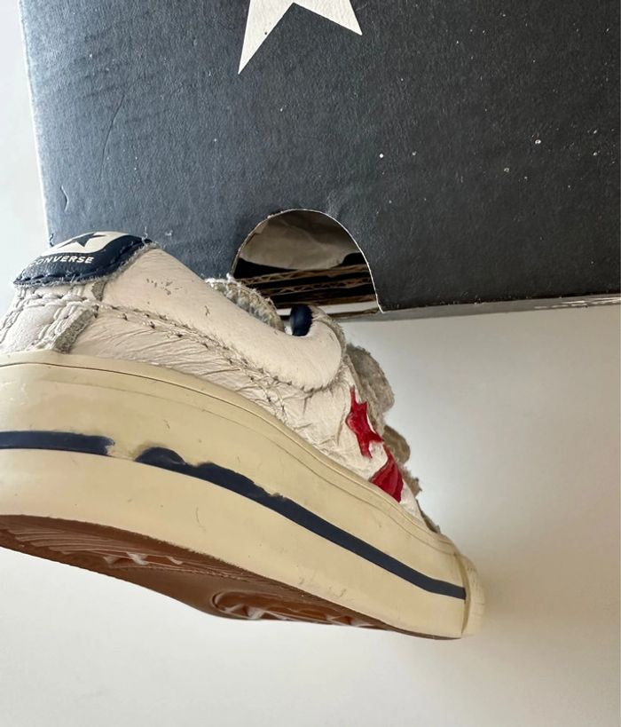Baskets basse cuir blanc à scratch - taille 19 - Converse - photo numéro 9