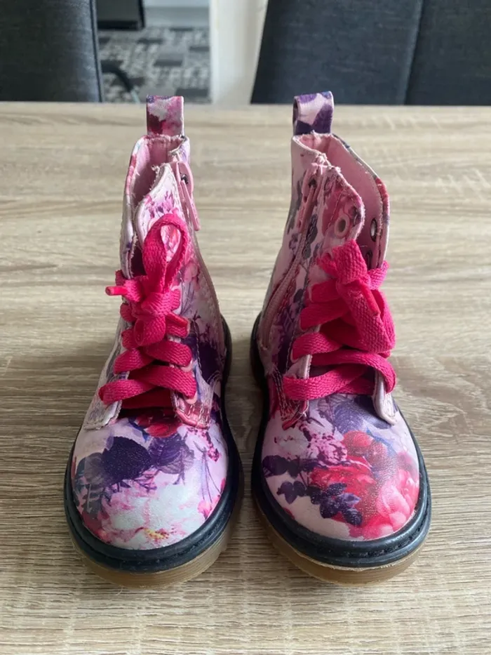 Bottines filles à fleurs roses - photo numéro 2