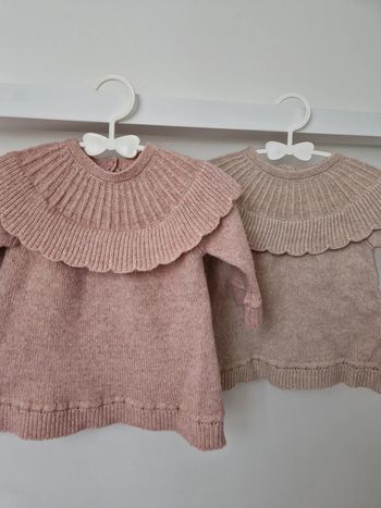 Lot robes pull maille volantée rose beige 6mois très bon état Kiabi