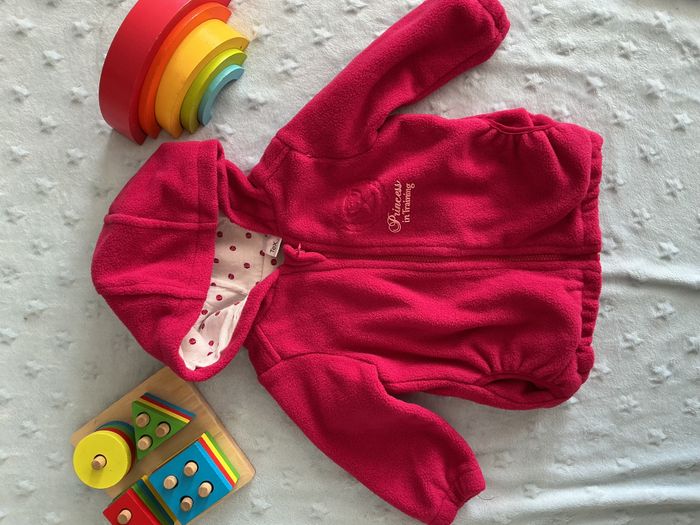veste polaire a capuche rose 9 mois tex - photo numéro 3