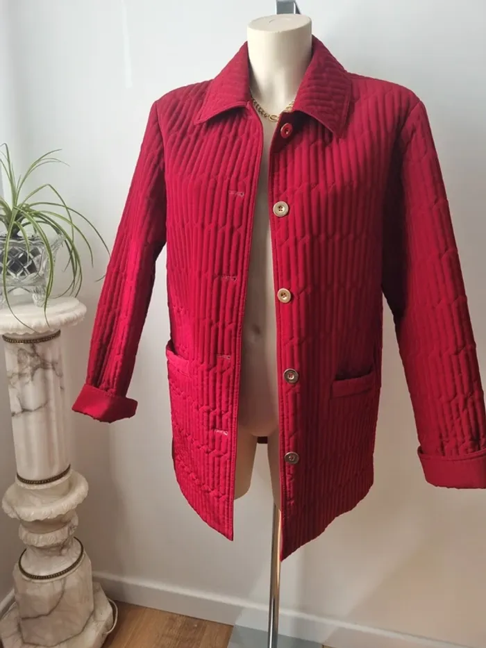 Veste rouge matelassé vintage - photo numéro 2