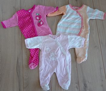 Lot de 3 pyjamas fille coton 1 mois