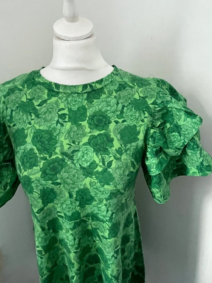 Robe verte manches bouffantes Zara S - photo numéro 3