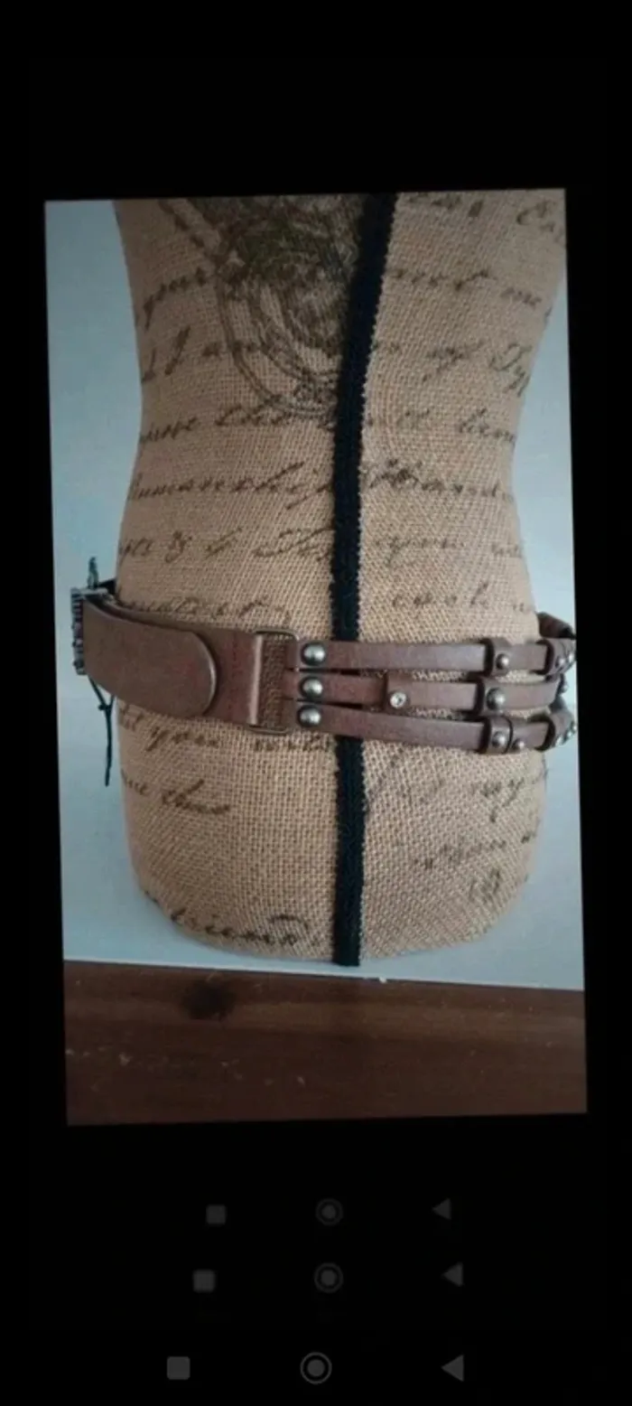 Ceinture marron trois rangs 90 cm femme - photo numéro 6