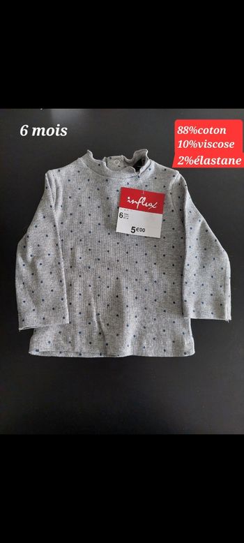 Haut à pois gris fille 6mois 