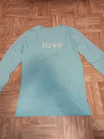 T-shirt manches longues LOVE Okaïdi taille 12 ans fille en très bon état
