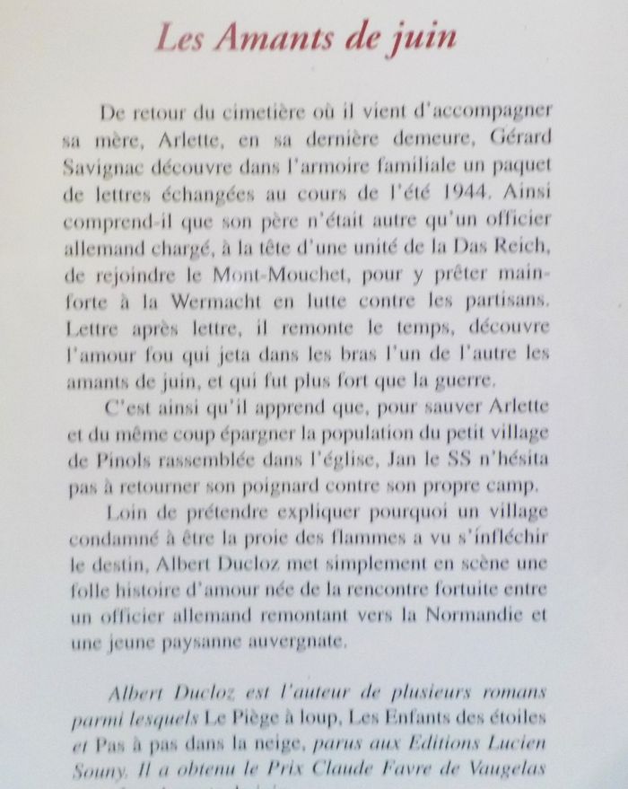 LES AMANTS DE JUIN de Albert DUCLOZ Ed. Le Livre de Poche - photo numéro 2