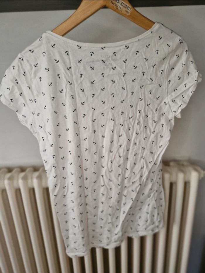 Tee-shirt h&m blanc ancre marine - photo numéro 3
