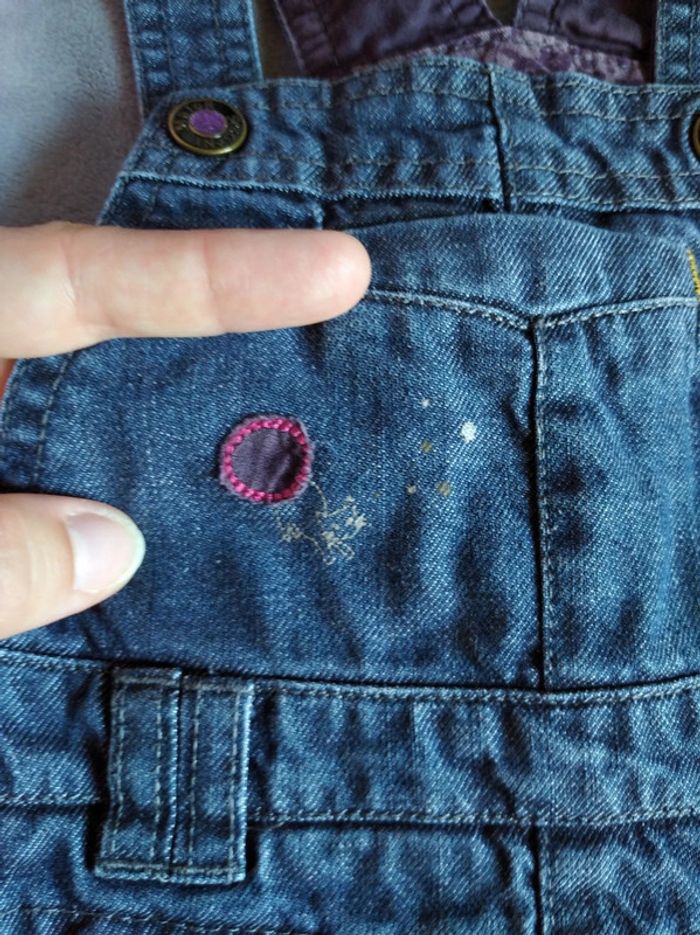 Robe jeans doublée style salopette Fille 12 mois Sergent Major 100% coton - photo numéro 7