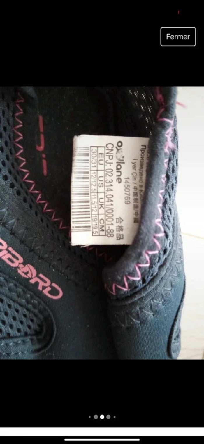 Chaussures de mer/plage Tribord fille pointure 30/31 en très bon état. - photo numéro 7