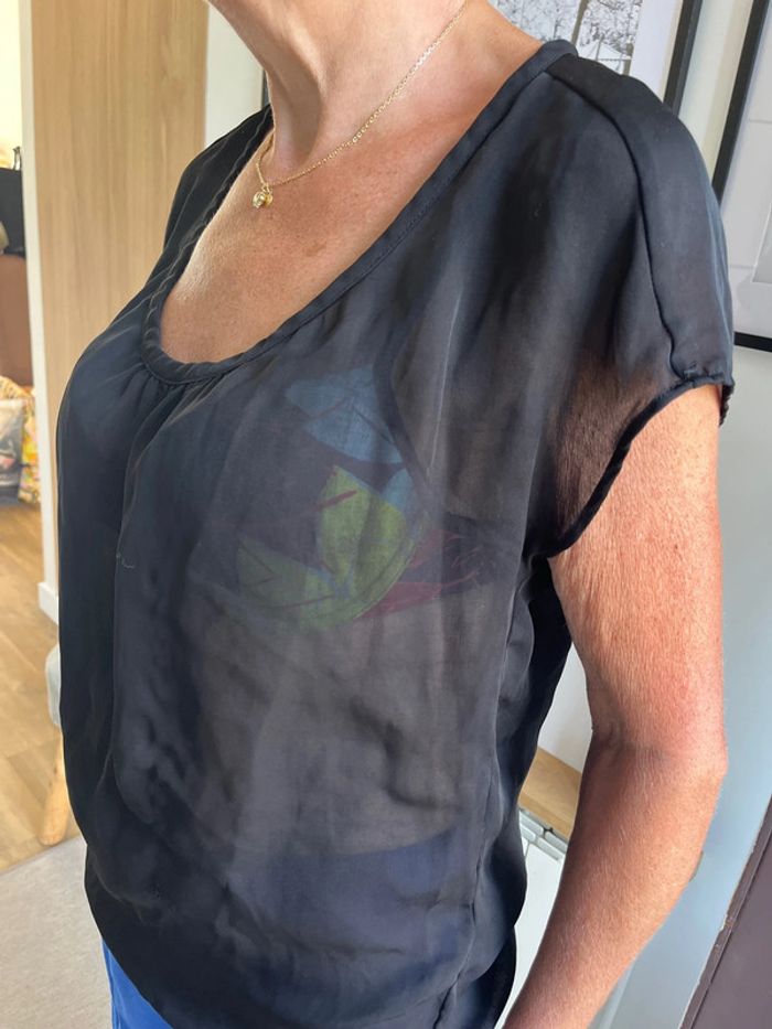 Top fluide noir transparent marque bershka - photo numéro 5