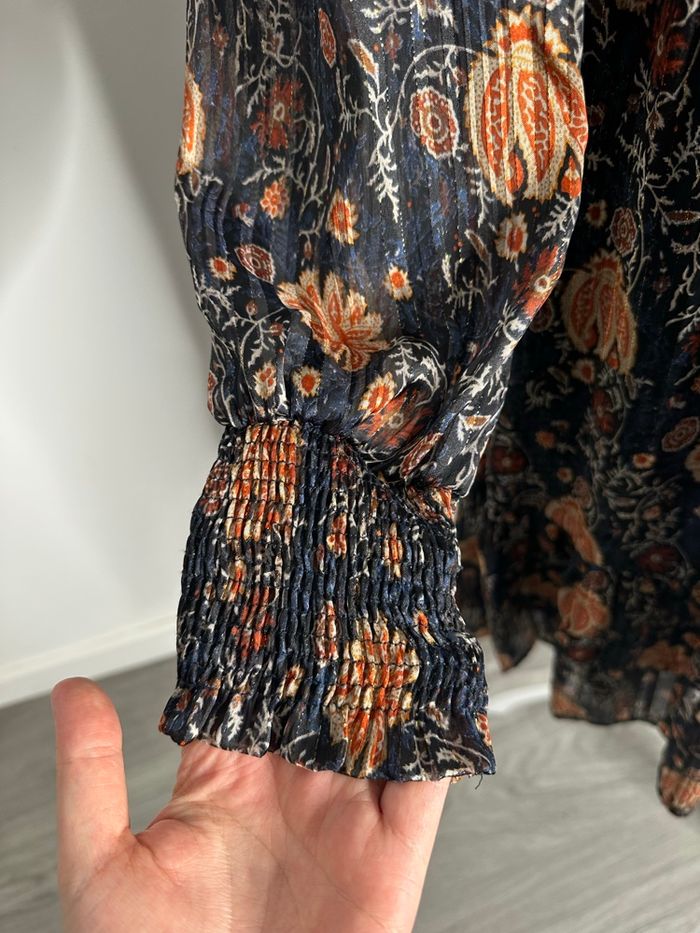 Robe à fleurs Paisley bleu marine orange doré Maison 123 T36 S - photo numéro 4