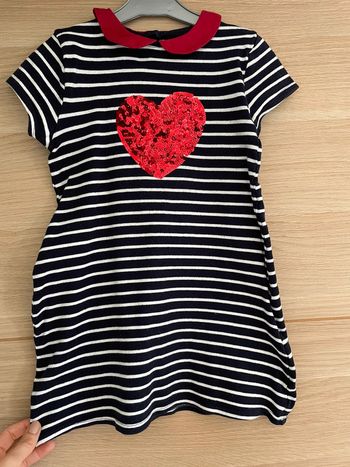 Robe marinière DPAM, taille 5 ans. Coeur sequins