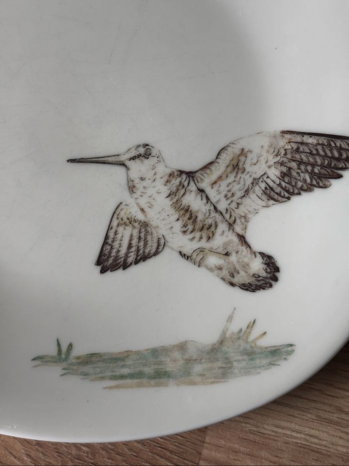Vintage lot de 4 assiettes porcelaine Raynaud Limoges vol d’oiseaux - photo numéro 6