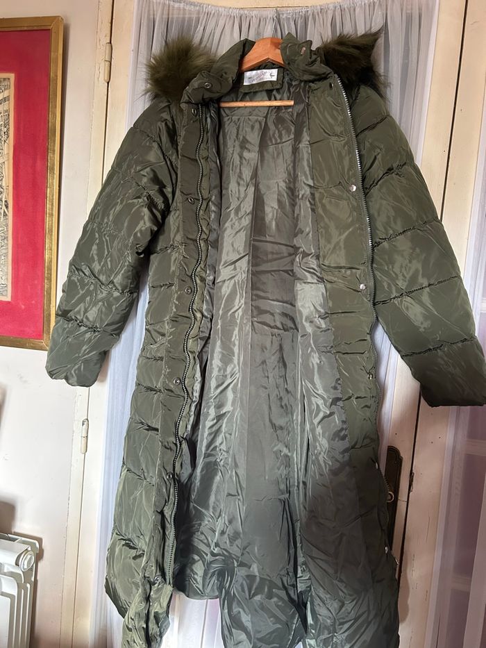 Manteau doudoune longue verte - photo numéro 3