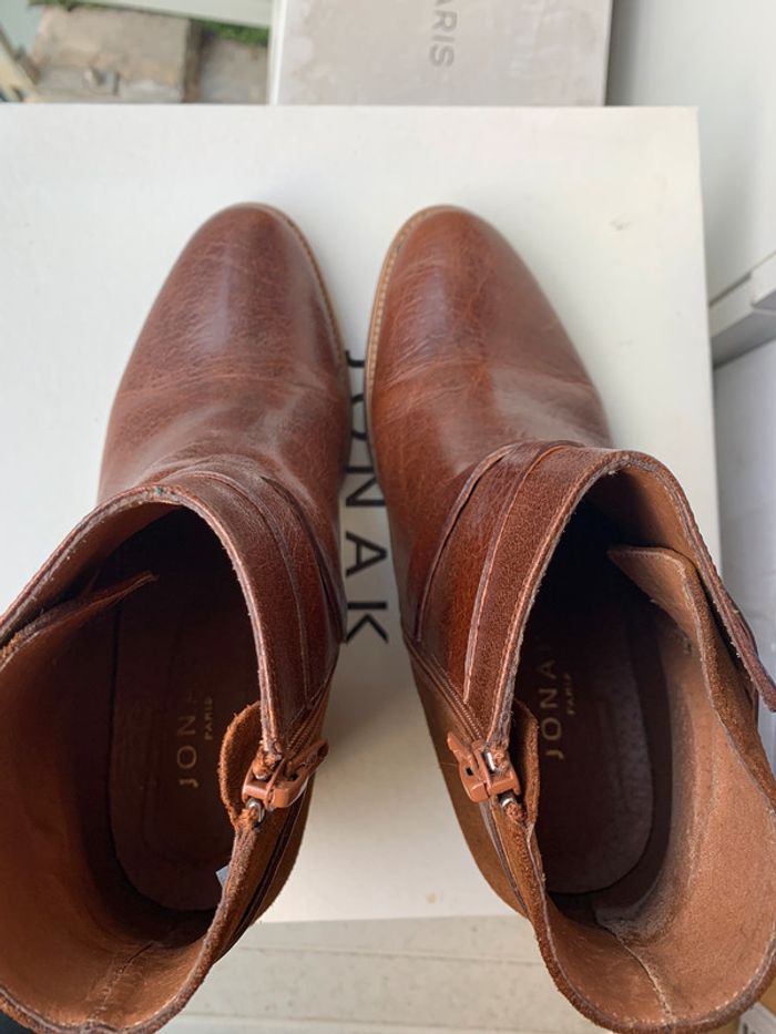 Boots à talons Jonak en cuir cognac 38 - photo numéro 3