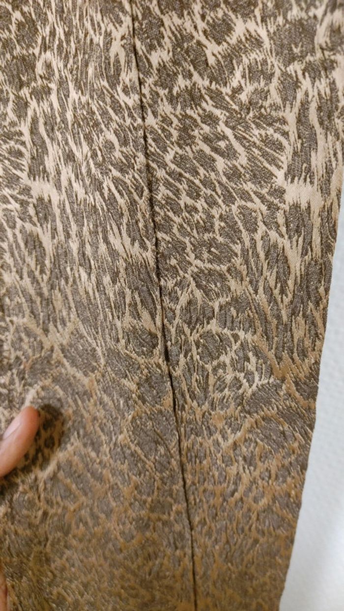 Très belle ensemble veste matelassé chaude imprimer doré style animal léopard en soie laine viscose - photo numéro 13