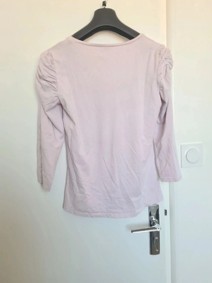 T-shirt rose pâle T.2 manches 3/4 - photo numéro 8