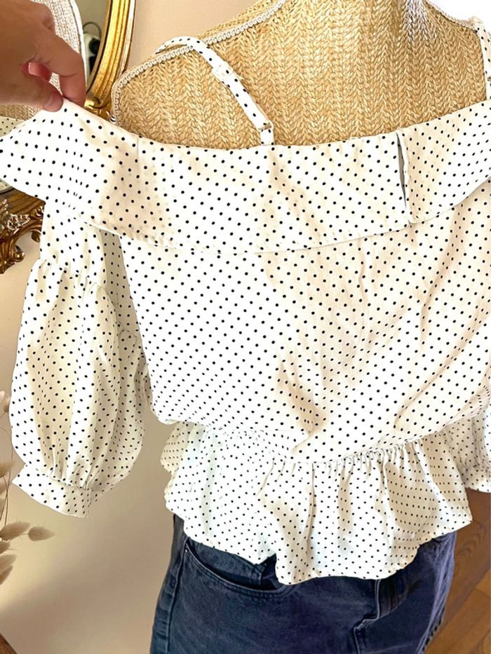 Sublime Top blanc à Pois noir Vintage dressing - photo numéro 6