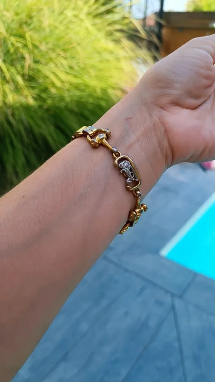 Bracelet Vintage Céline en acier doré - photo numéro 10