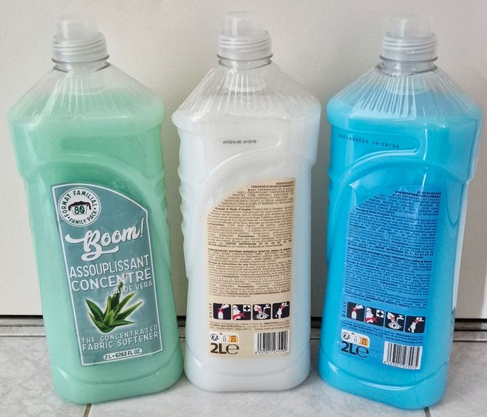 Lot de 3 bidons d'Assouplissant Concentré Boom (Neuf) - Fraîcheur, Marseille et Aloé Vera - photo numéro 2