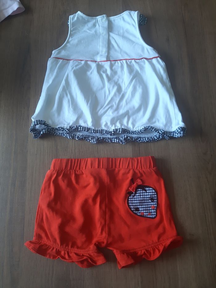 Ensemble débardeur et short rouge et blanc "belle à croquer" - photo numéro 2