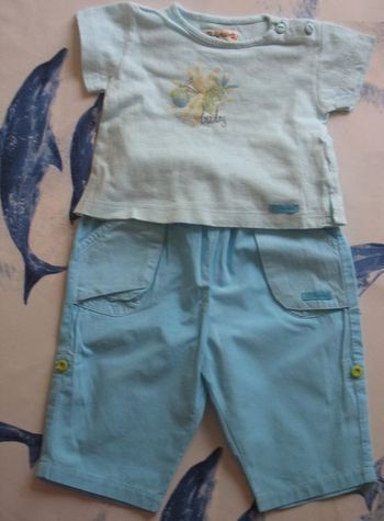 ENSEMBLE 2 PCS BÉBÉ FILLE : PANTALON + TEE SHIRT MC "ALPHABET" - 6 MOIS - n°06