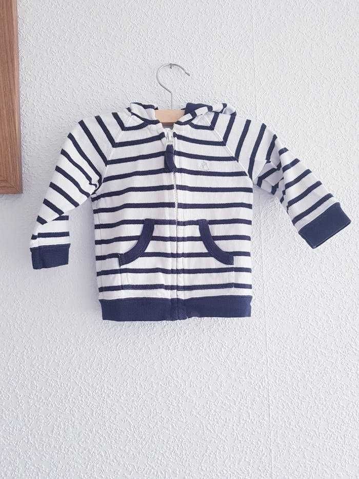 Petit Bateau - Gilet à capuche - Fermeture zippée - Marinière - photo numéro 2