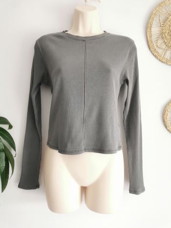 Top côtelé gris foncé H&M Taille M