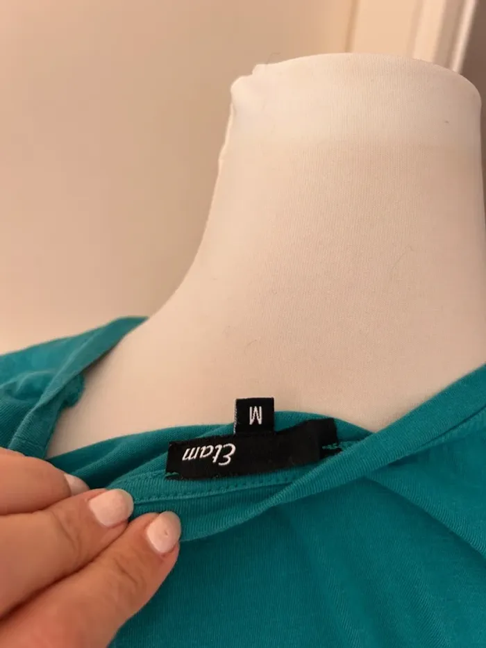Pimkie top haut crop top smocks bleu canard taille s /36 - photo numéro 4