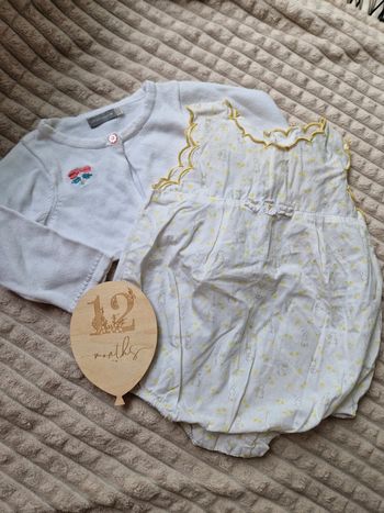 Ensemble barboteuse et gilet blanc bébé fille sergent major