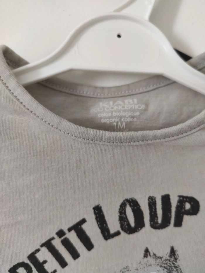 T-shirt bébé 1mois loup Neuf - photo numéro 2
