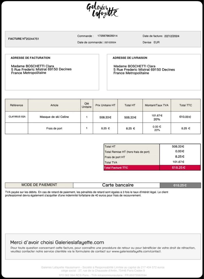 Masque de ski Céline 2025 ( 610€ en boutique ) - photo numéro 8