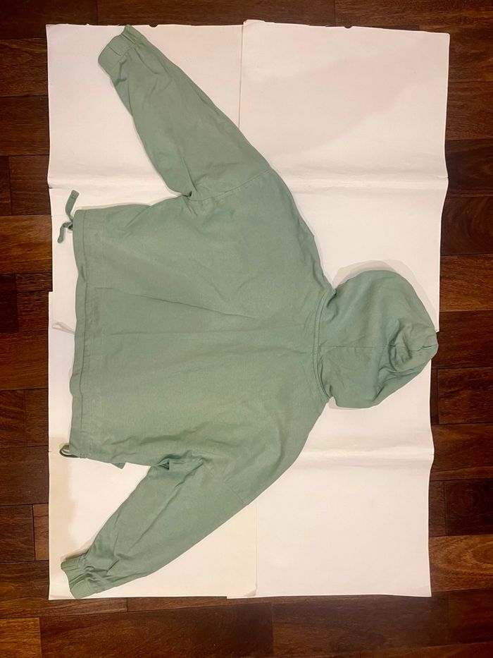 Ensemble vert clair lot sweat zippe à capuche, jogging et short mango taille XS/34 - photo numéro 4