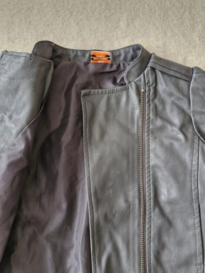 Veste imitation cuir gris - photo numéro 2