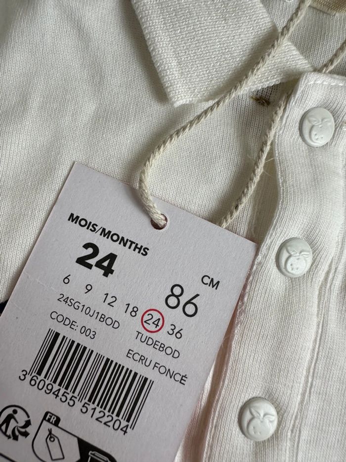 Body blanc et bleu du pareil au même taille 24 mois - photo numéro 3