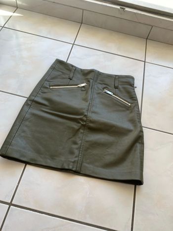 Jupe simili cuir xs kaki