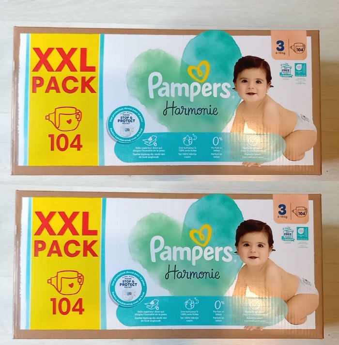 208 Couches Pampers Harmonie Taille 3 - (2 XXL Pack)